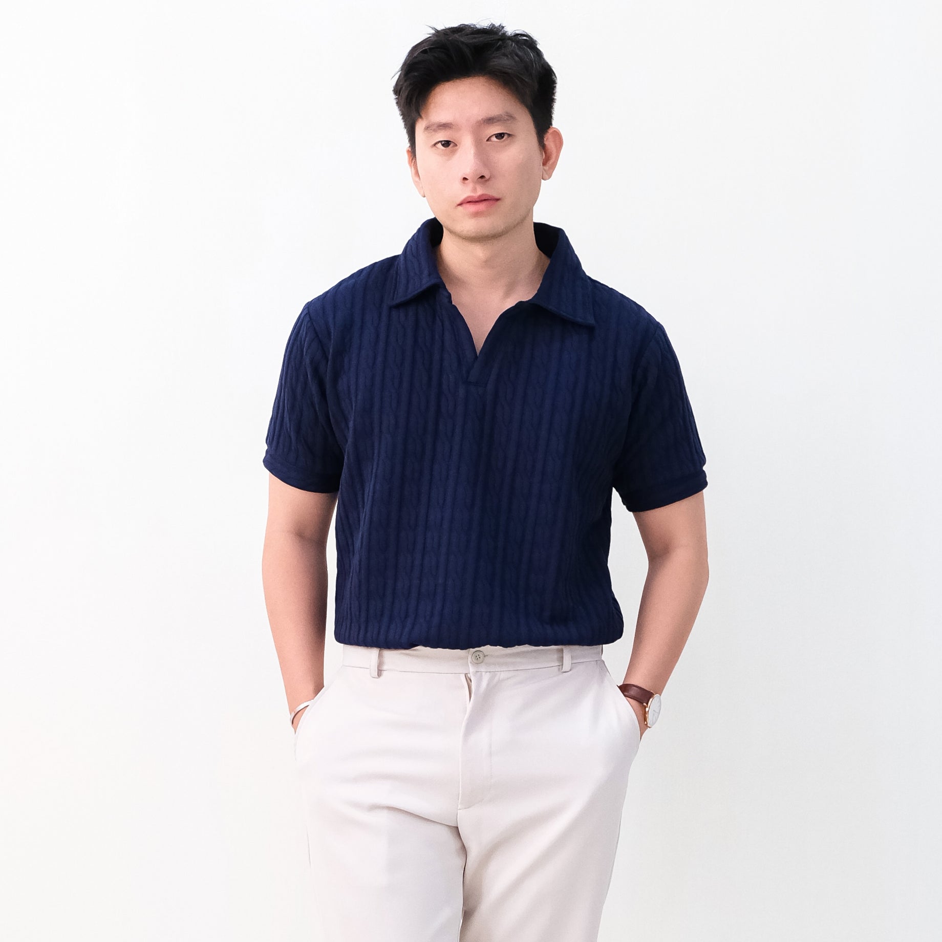 Cable Knit Polo Shirt