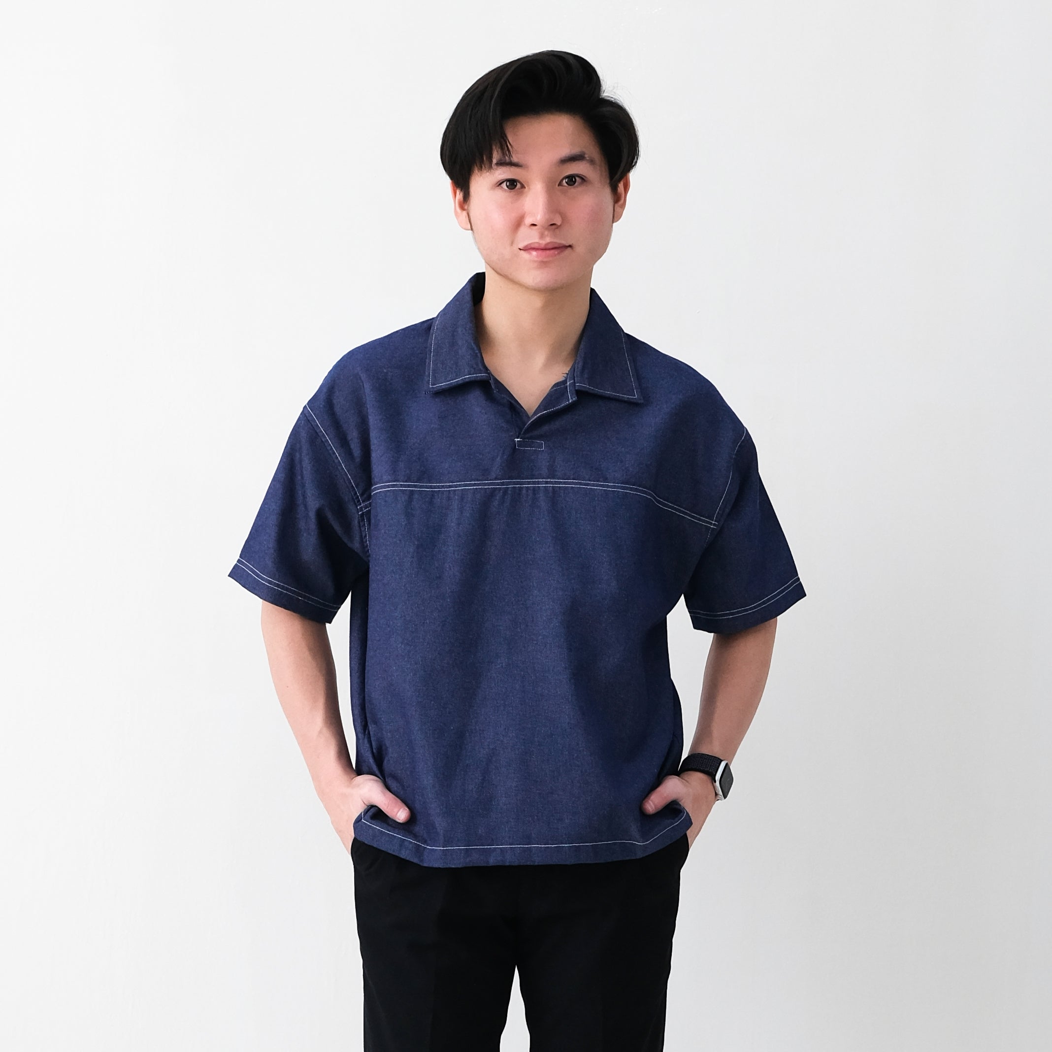 Dom Boxy Denim Polo Shirt