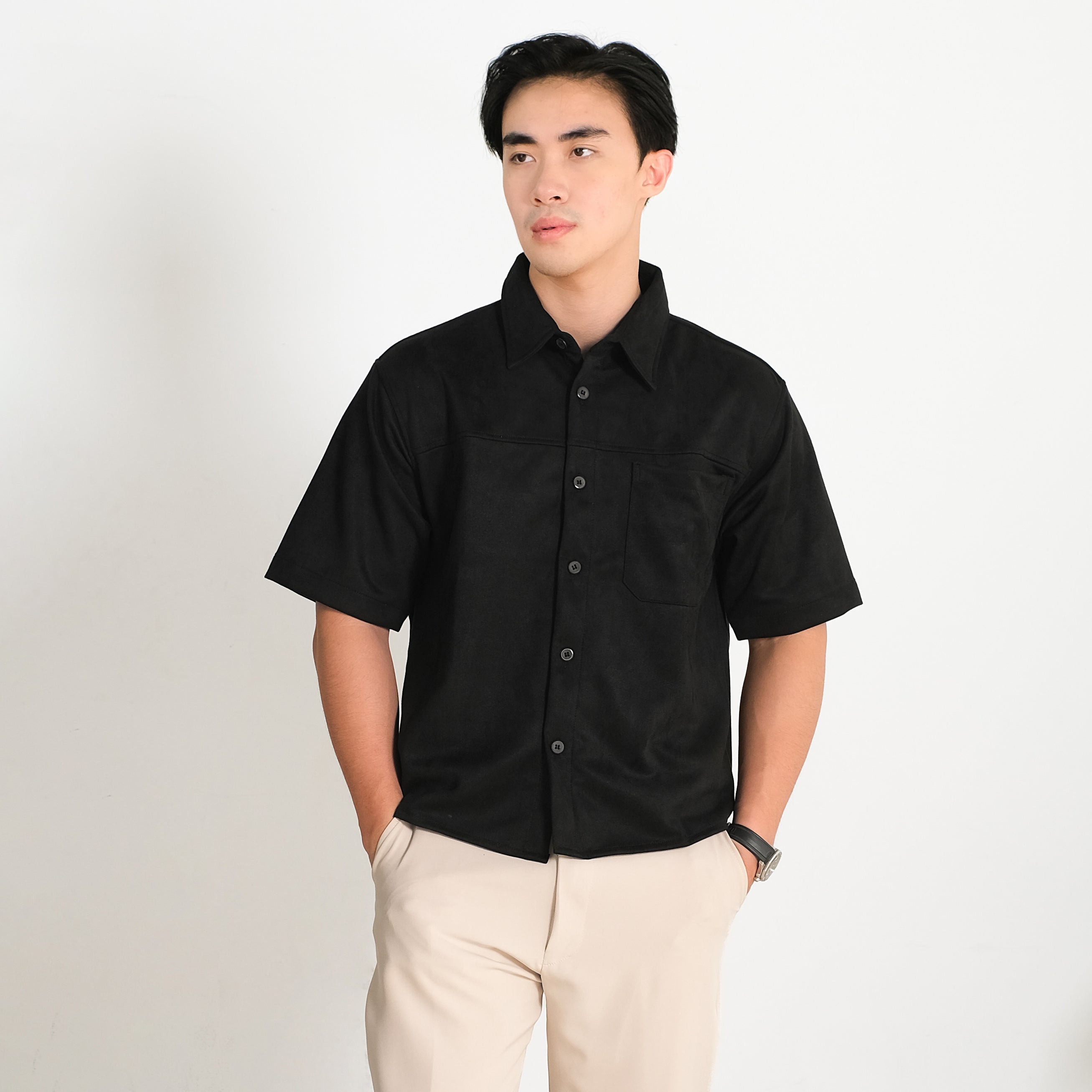 Gangnam Button Suede Shirt