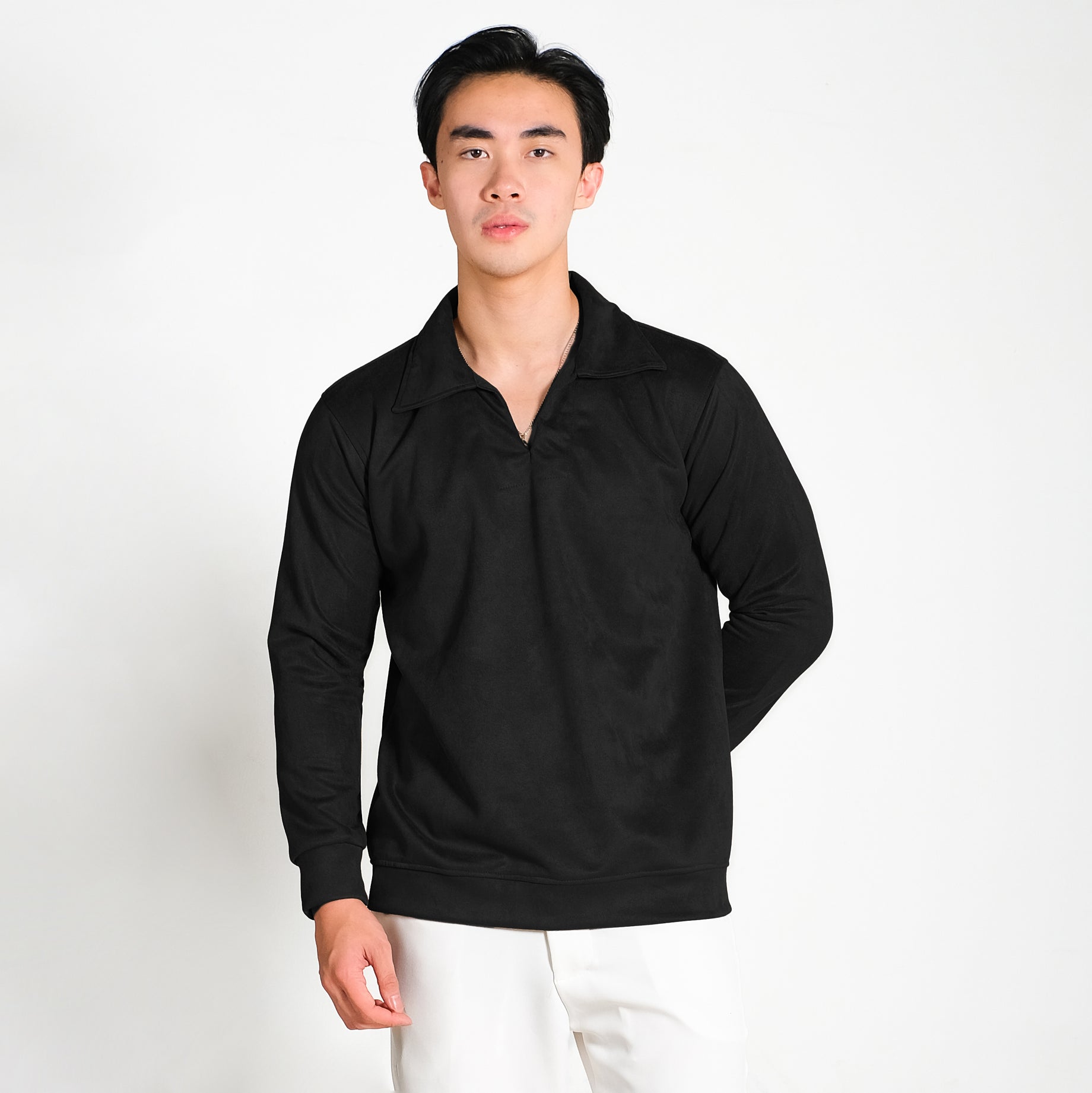 Gangnam Collar Suede Polo