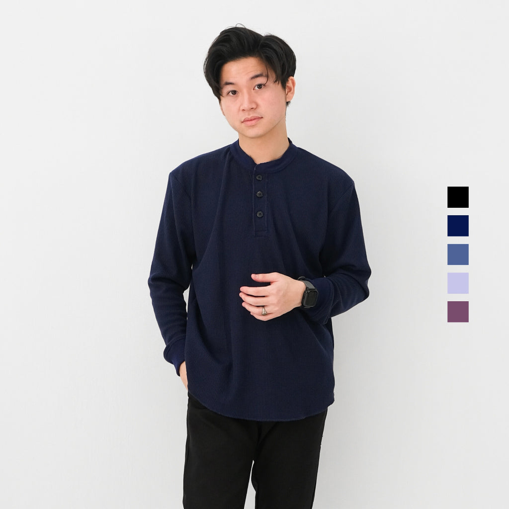 Henley Long Waffle Knit Shirt