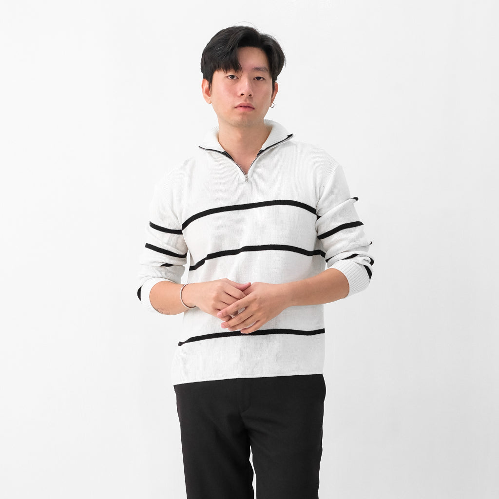 Lisbon Stripes Upper Zip Sweater