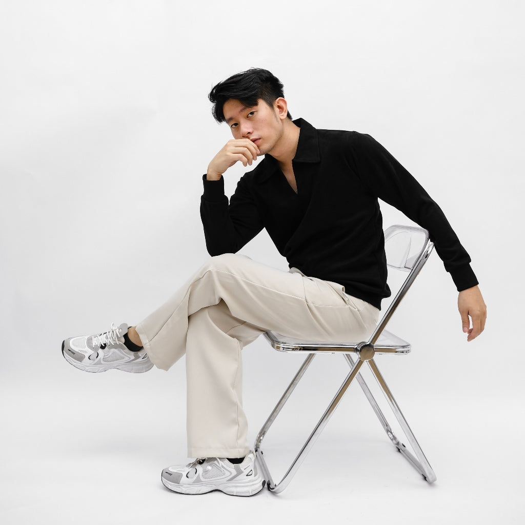 Gangnam Collar Suede Polo