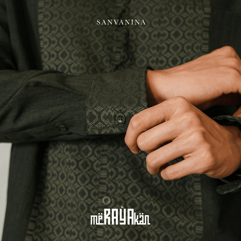 Maleek Collarless Printed Shanghai Shirt