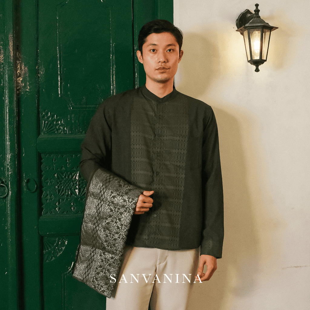 Maleek Collarless Printed Shanghai Shirt