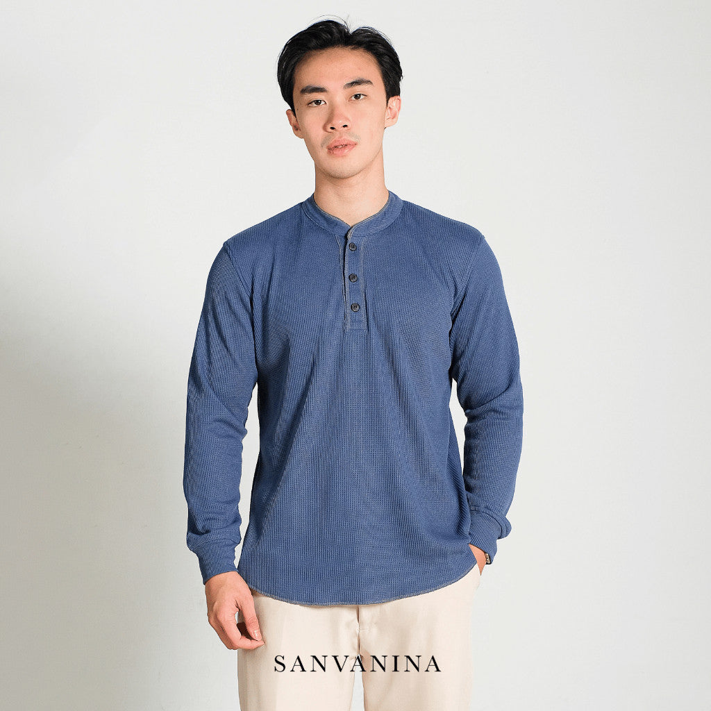 Henley Long Waffle Knit Shirt
