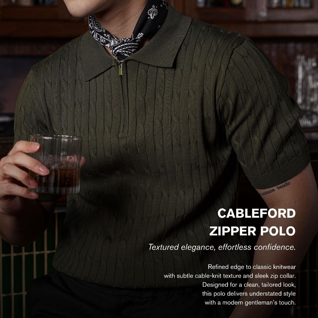 CableFord Zipper Polo Shirt