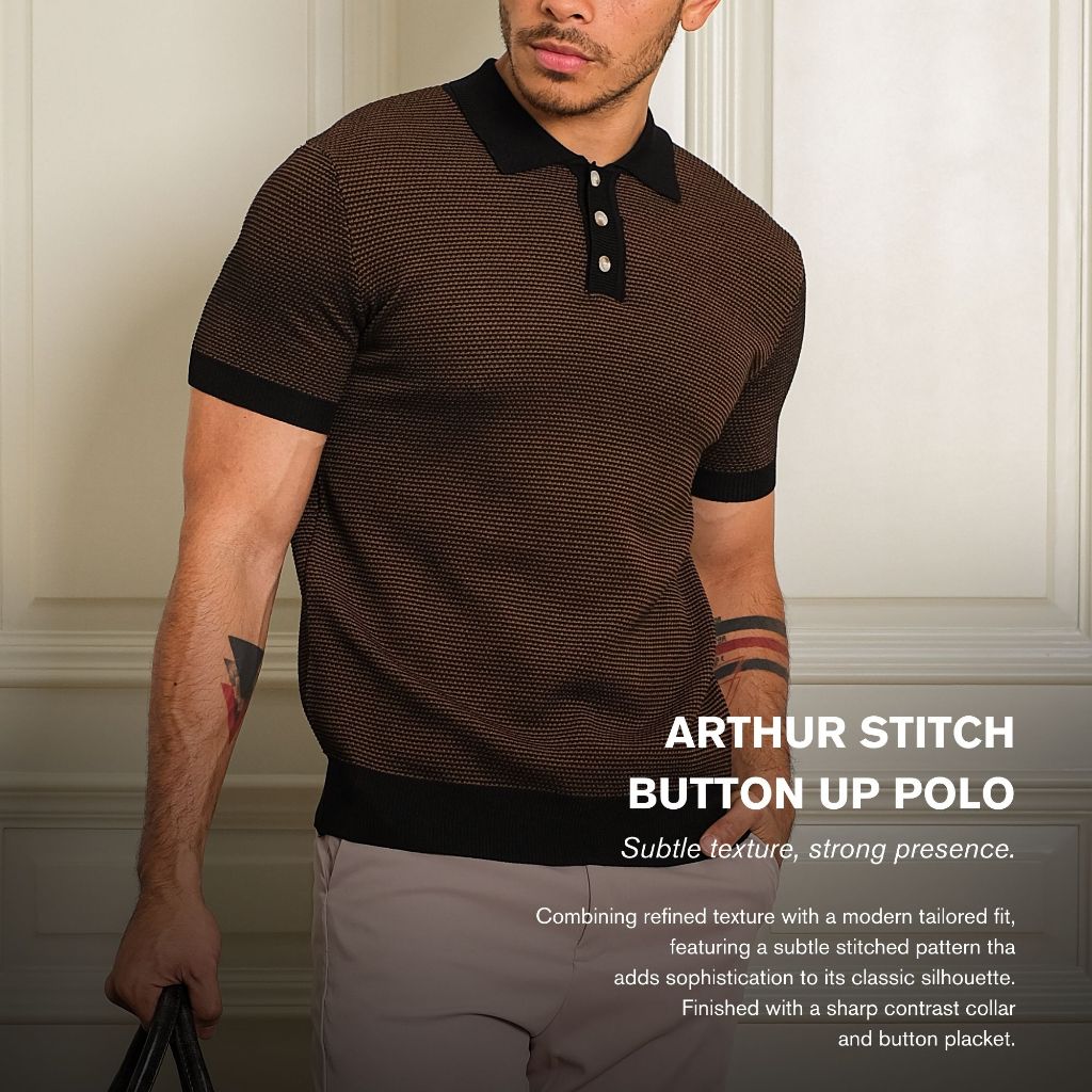 Arthur Stitch Button Up Polo Shirt