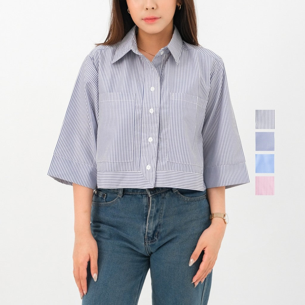 Sienna Stripes Crop Shirt